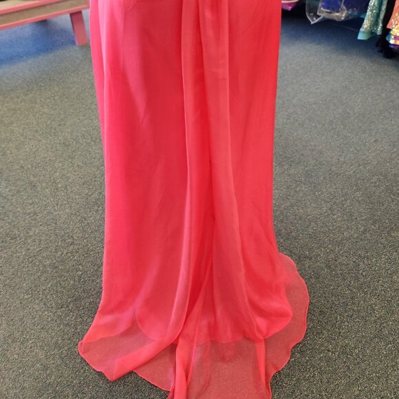 Flaunt 93221 Coral Size 22 Chiffon Beaded Prom Dress/Evening Gown - Picture 7 of 7